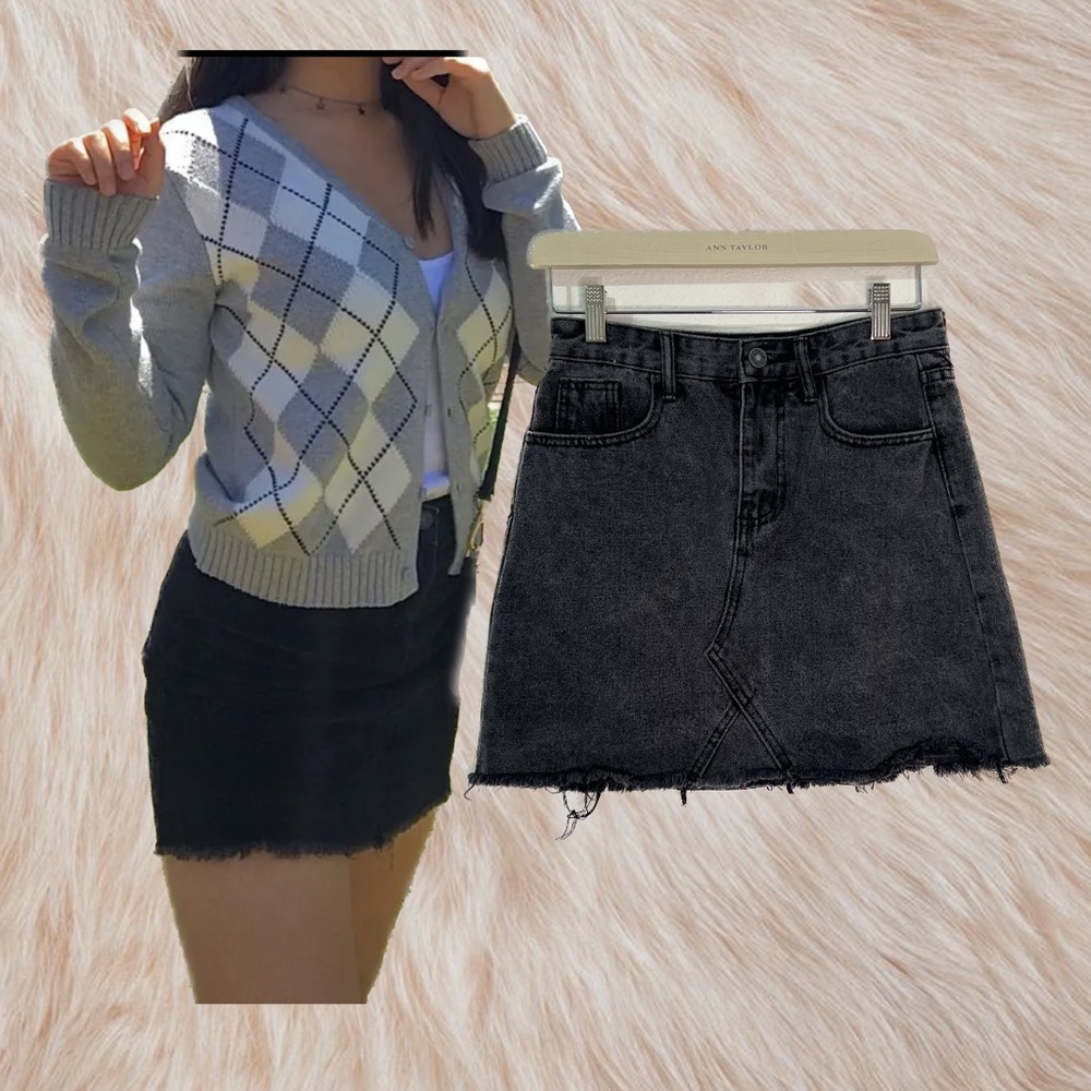 ZAFUL Black Denim Mini Skirt